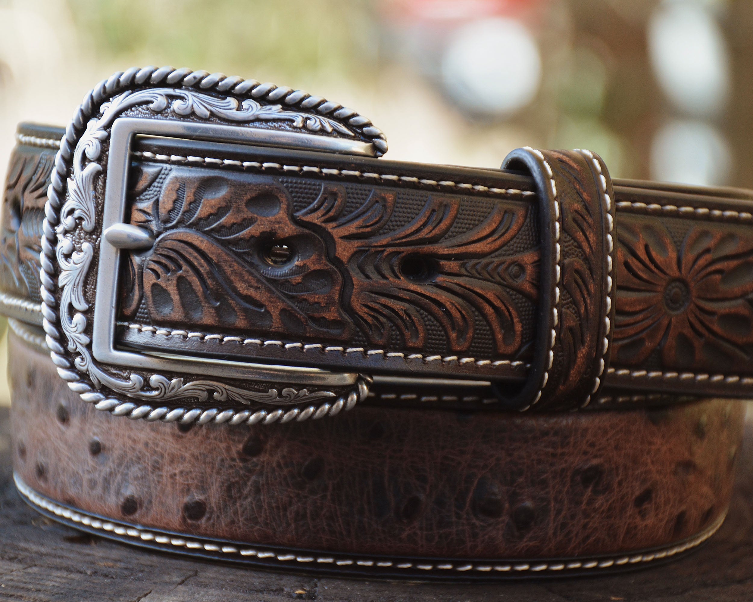 Cowtown Printed Ostrich Leather Belt