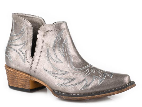 Roper Ladies Snip Toe Metallic Grey Leather Boot-09-021-1567-3491