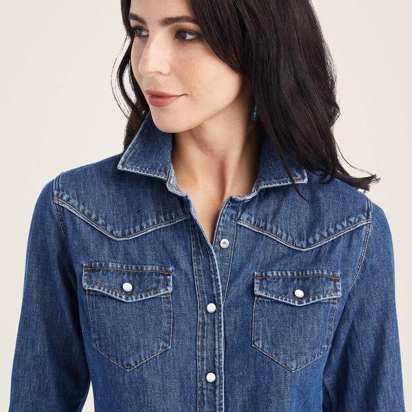 Ariat Ladies Farriday Denim Shirt - Bluelight - 10042258