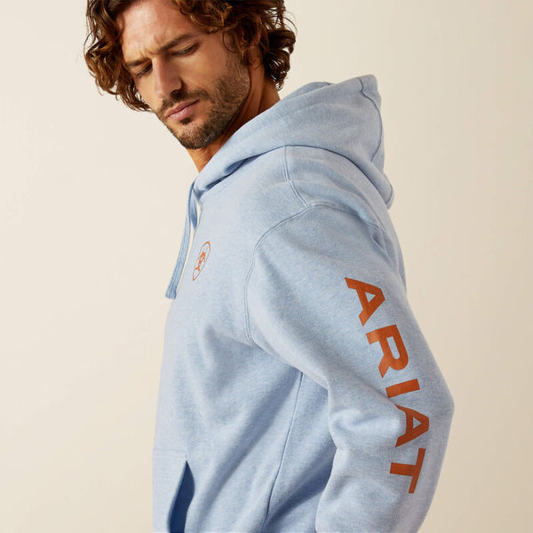 Ariat Men's Logo Hoodie Light Blue Heather 10055410