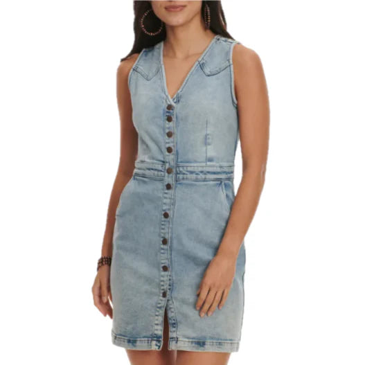 Wrangler Ladies Vintage Denim Button Down Mini Tank Dress-112344903