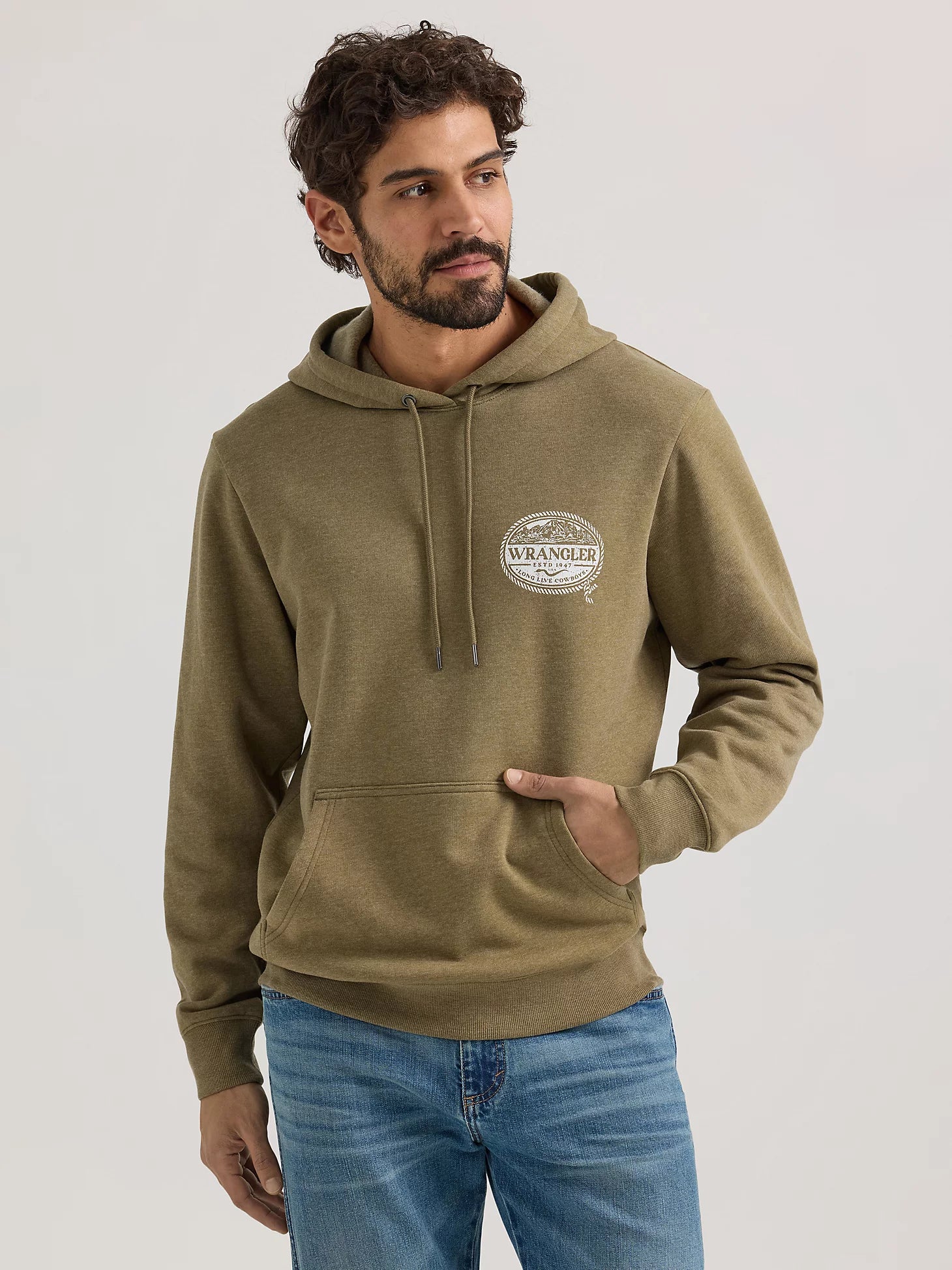 Wrangler Men's Rope Frame Logo Pullover Hoodie - Burnt Olive - 112350060