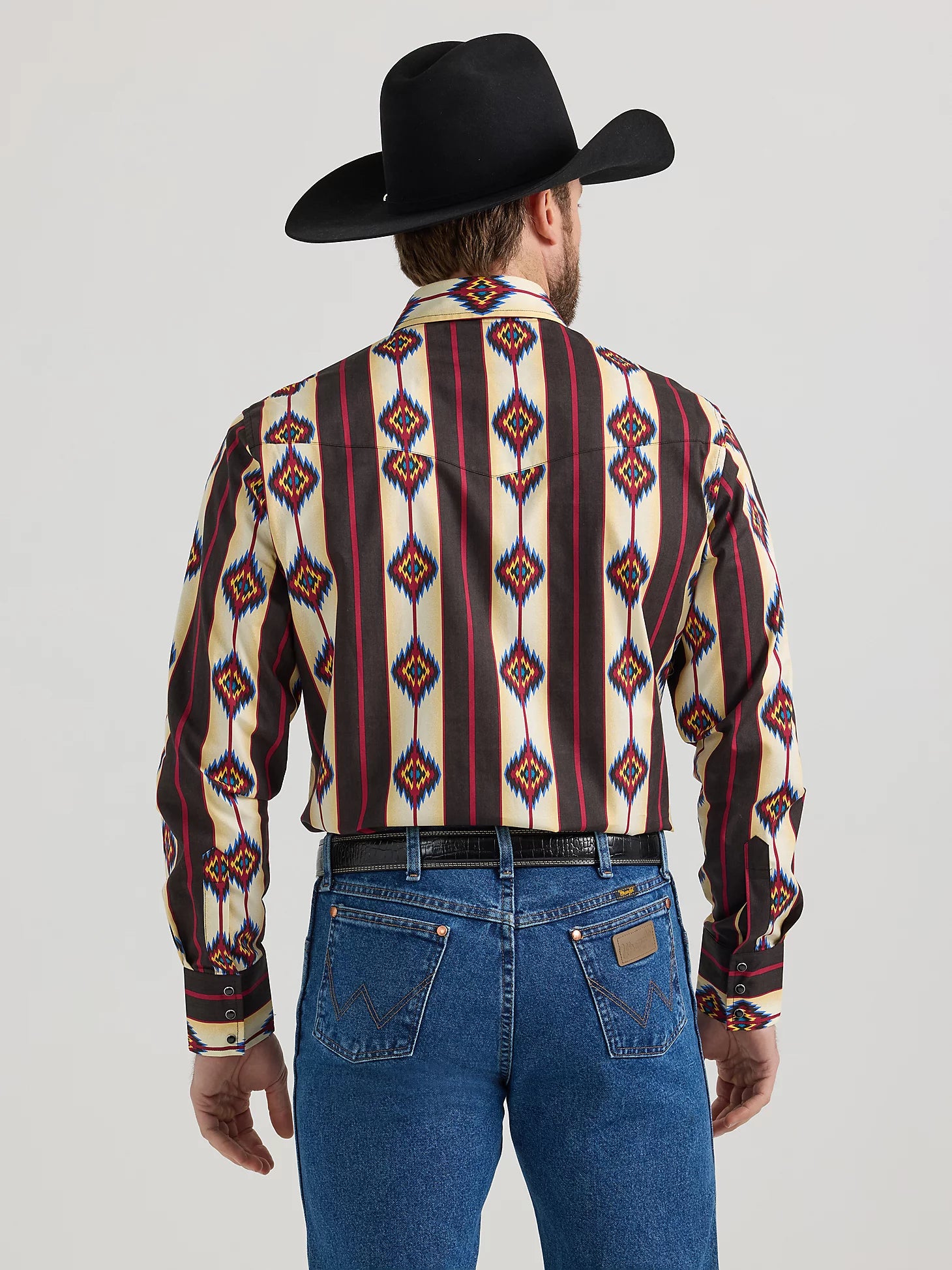 Men's Wrangler Checotah Long Sleeve Western Snap - Sunset Stripe - 112351471