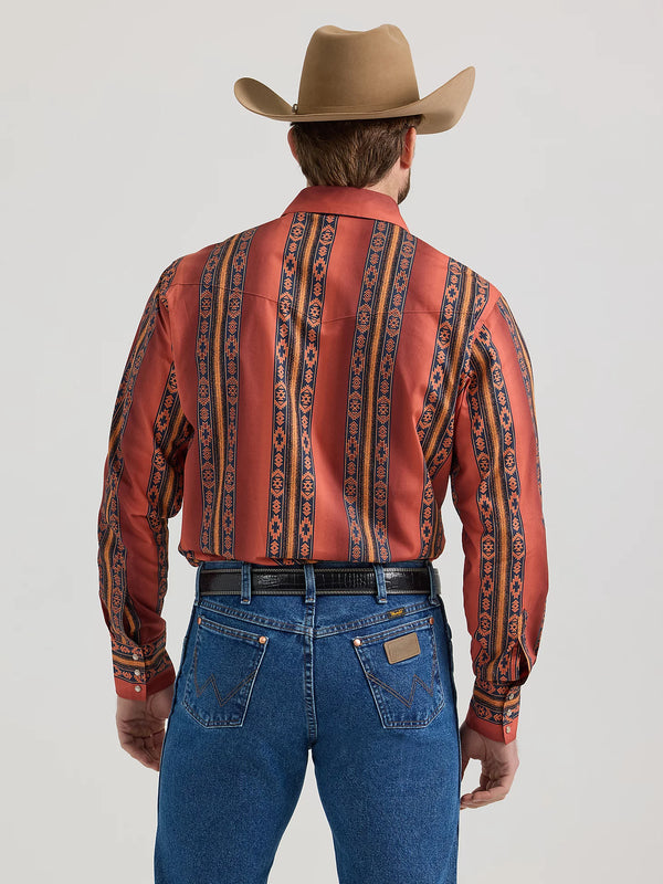 Men's Wrangler Checotah Long Sleeve Western Snap - Rusty Orange - 112351473