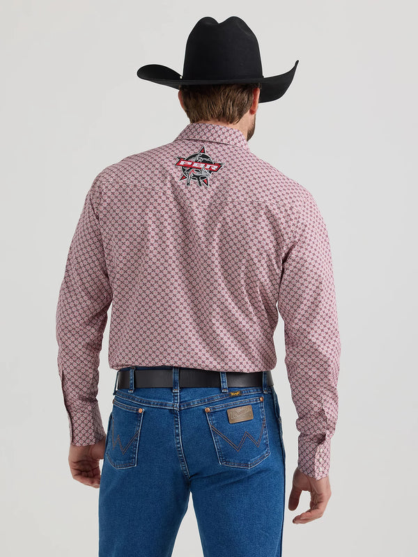 Men's Wrangler PBR Logo Long Sleeve Snap Shirt - Red Rodeo - 112352655