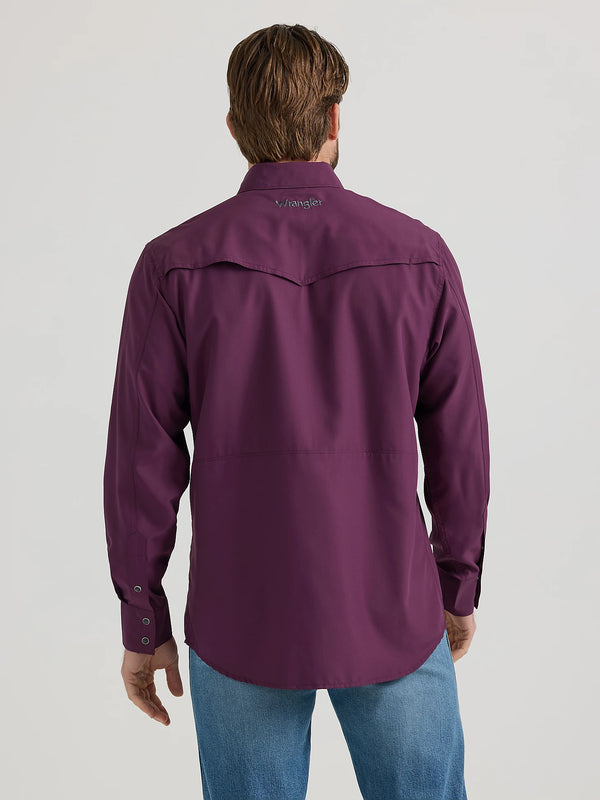 Men's Wrangler Performance Snap Long Sleeve Shirt - Plum - 112352659