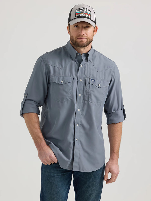 Men's Wrangler Performance Snap Long Sleeve Shirt - Flint Grey - 112352660