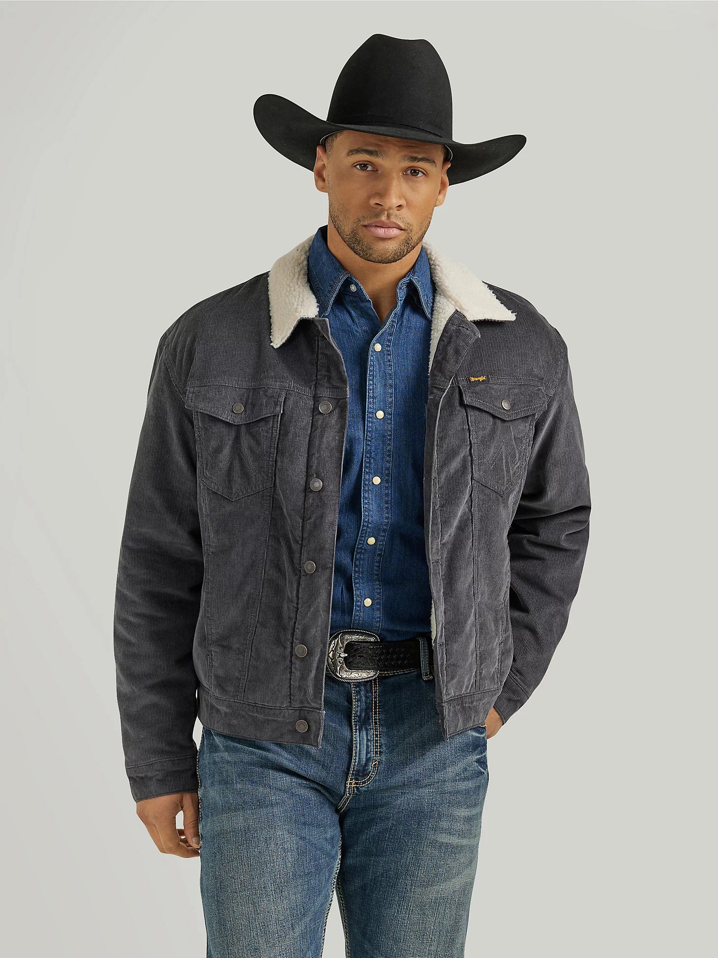 Wrangler Men's Cowboy Cut Sherpa Lined Corduroy Jacket - Rustic Stone - 112352865