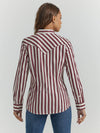 Wrangler Ladies All Occasion Western Snap Shirt - Burgundy Stripe - 112353111