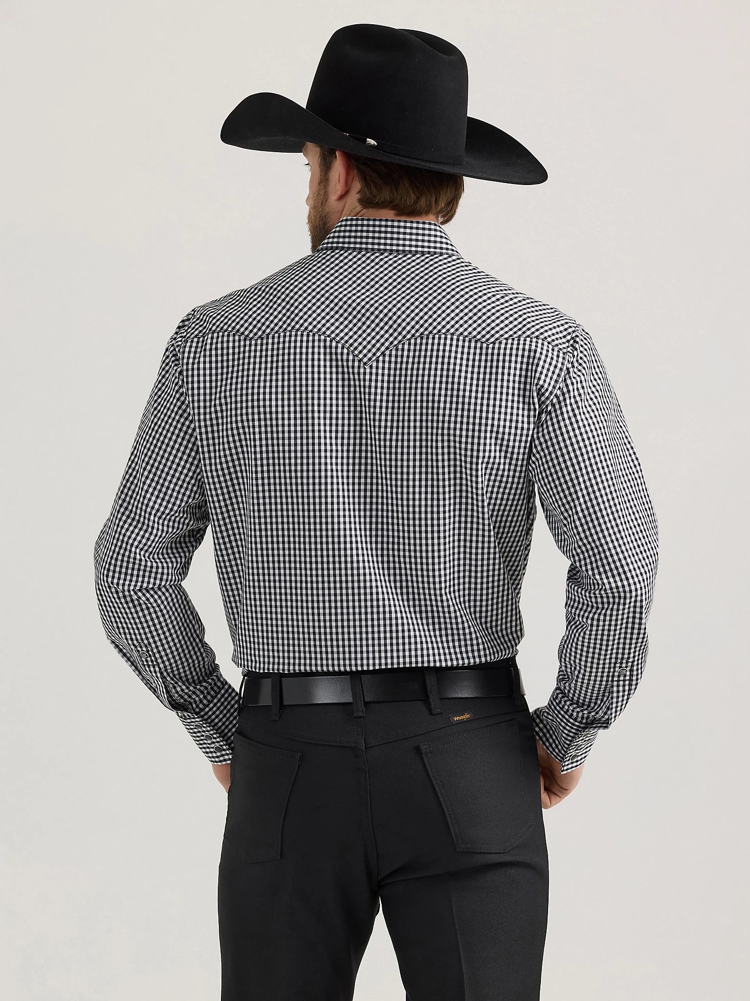 Wrangler Men's Rodeo Ben Western Snap Shirt - Black Gingham - 112353222