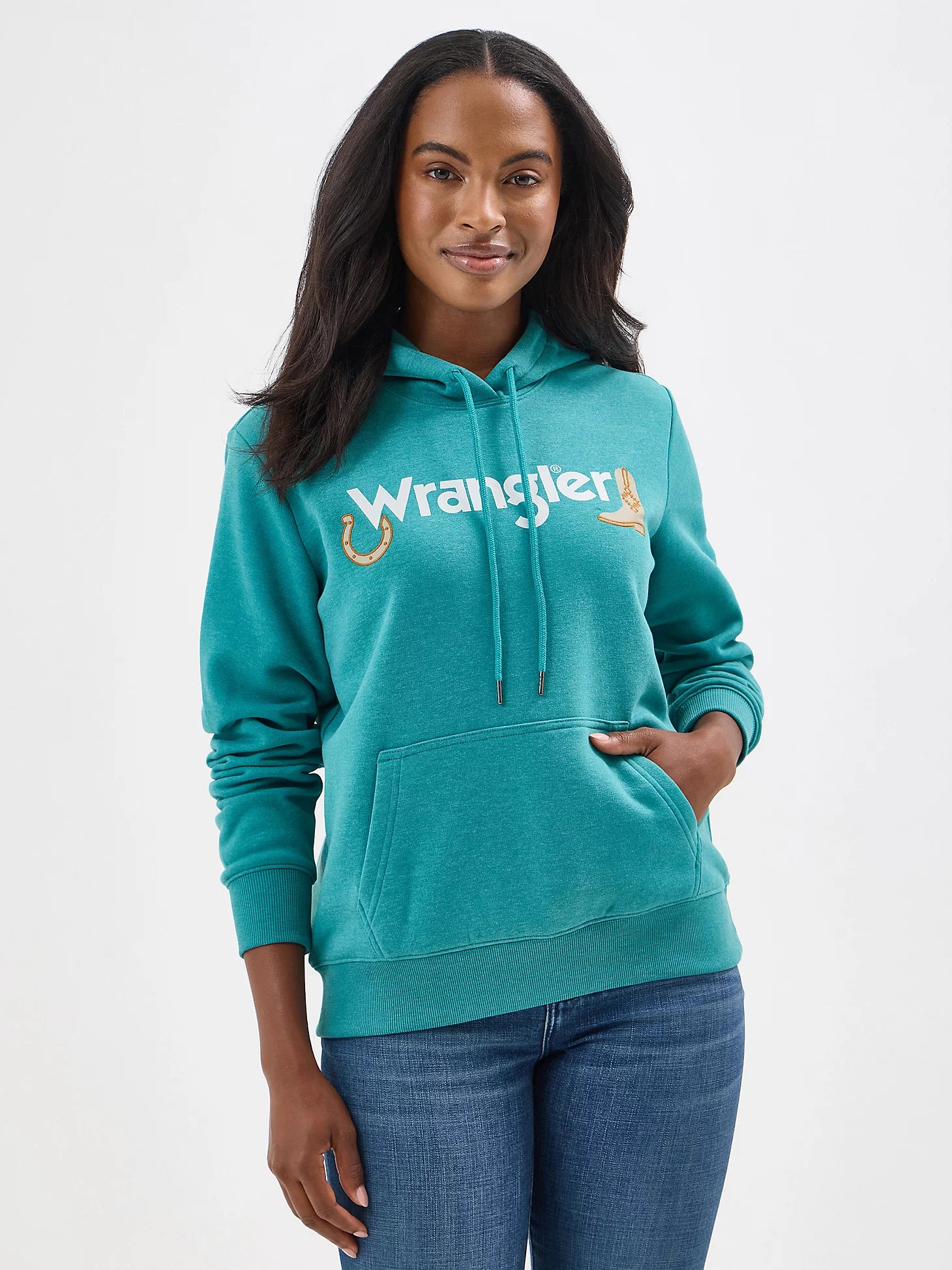 Wrangler Women's Graphic Hoodie - Green/Blue Slate - 112354401