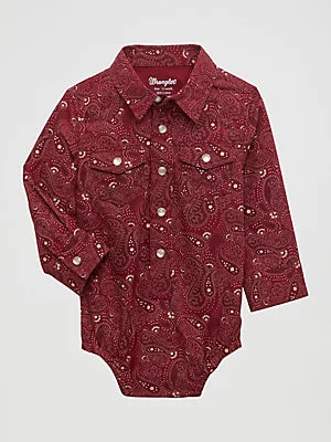 Wrangler Baby Boys Red Paisley Western Snap Bodysuit-112355400