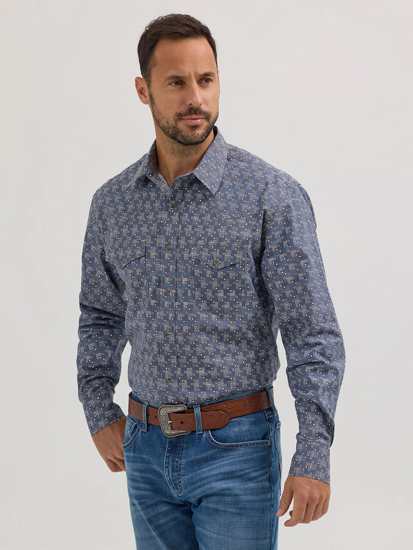 Wrangler Mens 20X Competition Advanced Shirt - Bleu Mod Print - 112356579