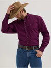 Wrangler Men's George Strait Solid Long Sleeve Button Down Shirt - Plum - 112356611