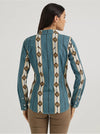 Wrangler Ladies Teal Checotah Classic Western Snap Shirt-112356658