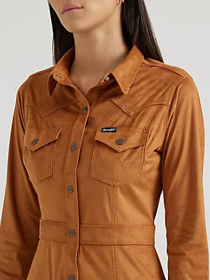 Wrangler Ladies Sueded Western Snap Shirt Dress-112356668