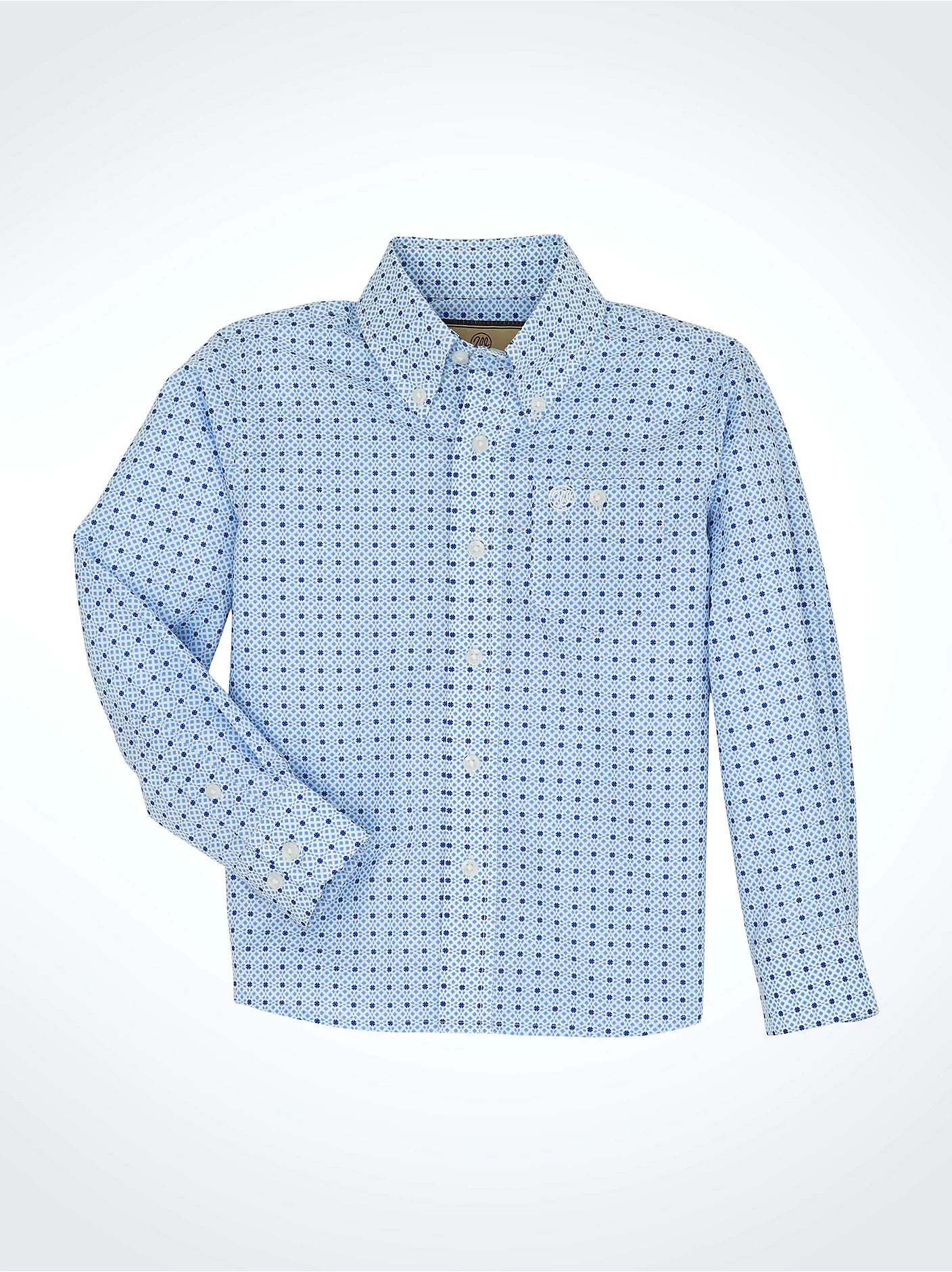 Wrangler Boys Classic Button Down Print Shirt - Sky Blue - 112359457