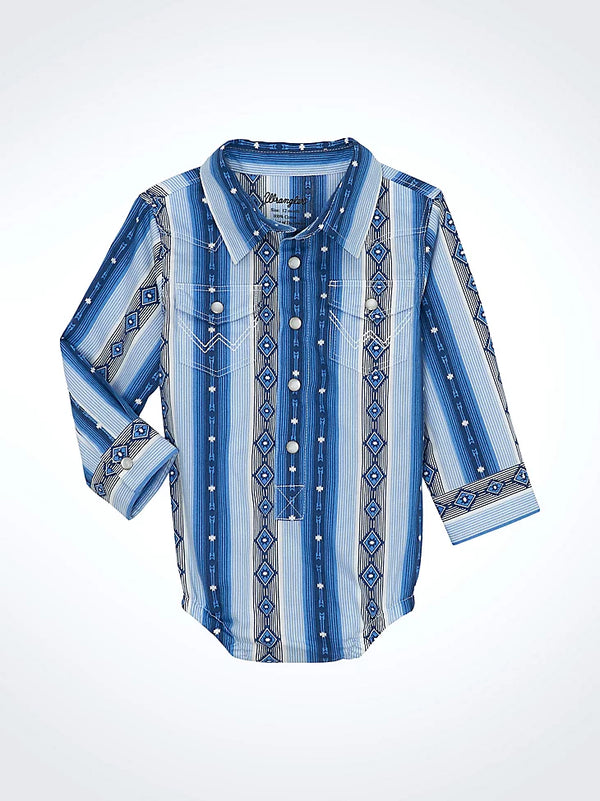 Wrangler Boys Blue Checoatah Snap Shirt-112359641