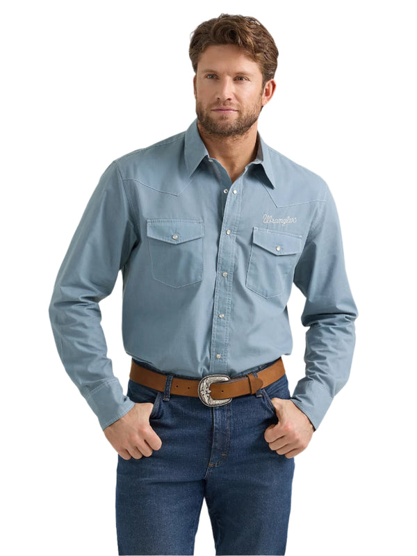 Wrangler Men's Vintage Inspired Western Snap Work Shirt-112360097