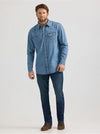 Wrangler Men's Classic Denim Western Snap Shirt - Light Wash - 112361699