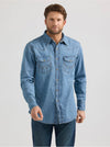 Wrangler Men's Classic Denim Western Snap Shirt - Light Wash - 112361699