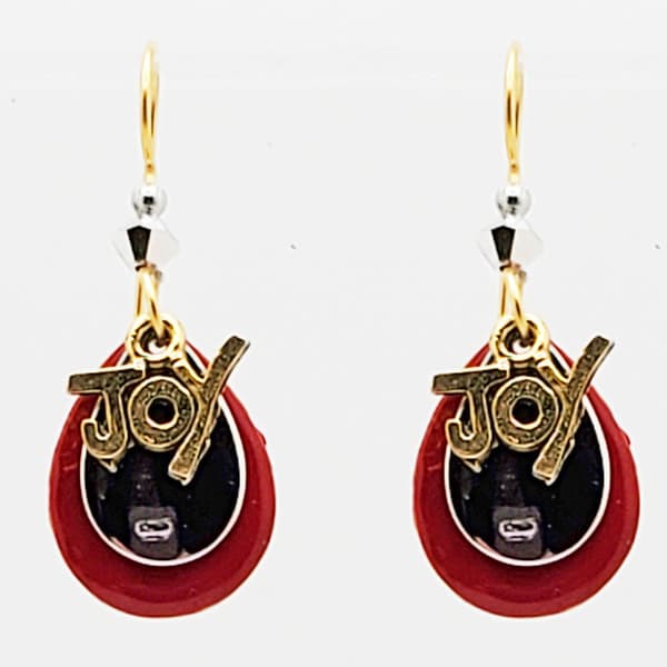 Silver Forest Christmas Joy Earrings-NE-1862B