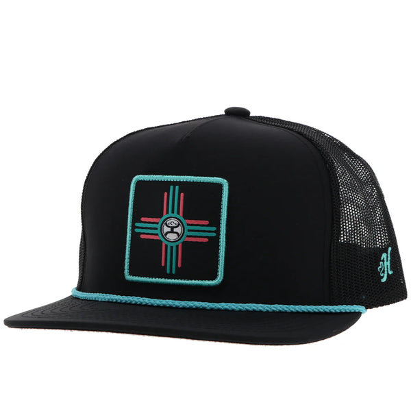 Hooey Zia Black Hat with Pink and Turquoise Patch-2333T-BK