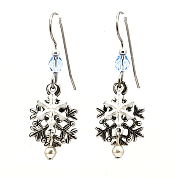 Silver Forest Snow Flake Earrings-NE-2219