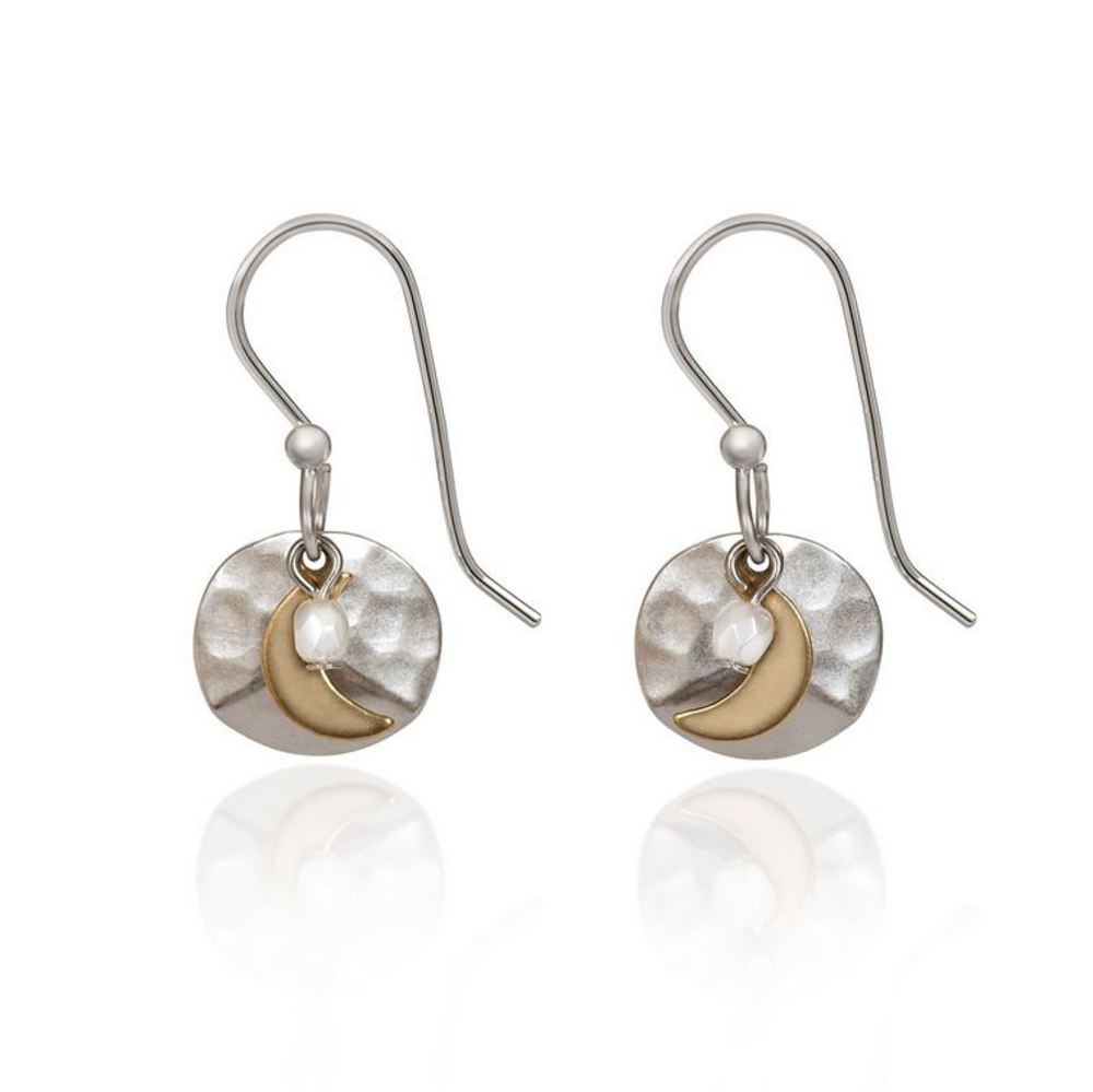 Silver Forest Silver and Gold Moon Earrings - NE-2012