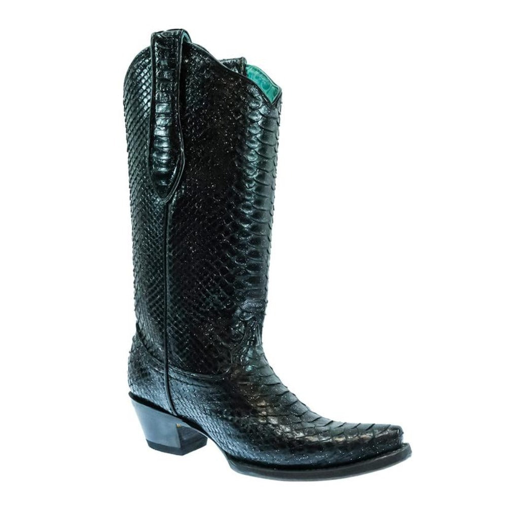 Corral Ladies Black Glitter Python A4443