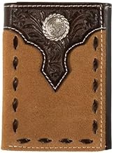 Nocona Trifold Floral Overlay Roughout Wallet Tan N500045908