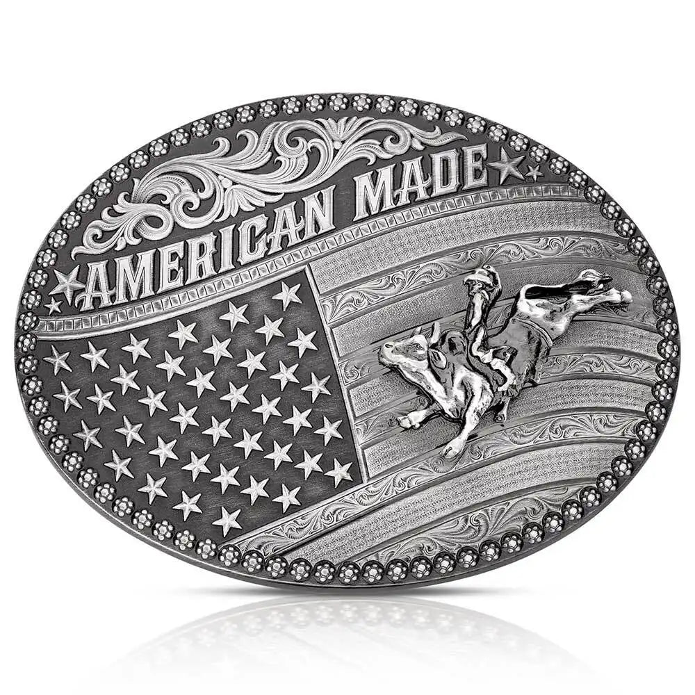 Montana Silversmiths American Made Tradition Buckle With Bull Rider-49910MA-160