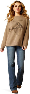 Ariat Women's Western Days Oversized Sweatshirt - Dark Khaki - 10052415