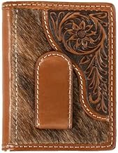 Nocona Bifold Money Clip Calf Hair Tooled Tab Wallet Brown N500045702