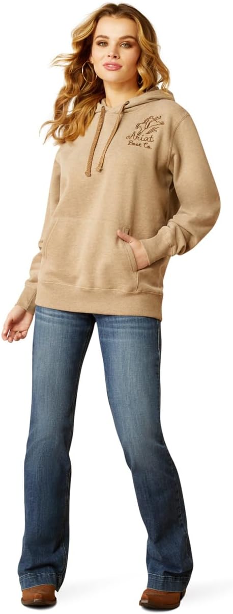 Ariat Women's Bronco Stitch Hoodie - Dark Oatmeal Heather - 10052408