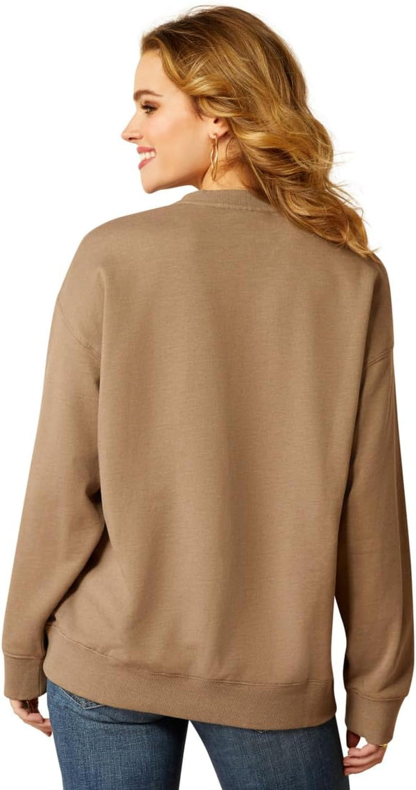 Ariat Women's Western Days Oversized Sweatshirt - Dark Khaki - 10052415