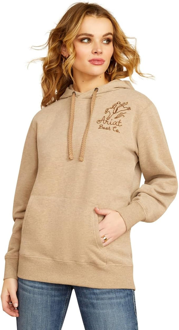 Ariat Women's Bronco Stitch Hoodie - Dark Oatmeal Heather - 10052408