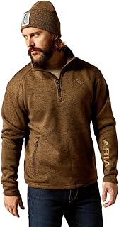 Ariat Mens Caldwell Logo 1/4 Zip Sweater Dark Brown Heather 10052972