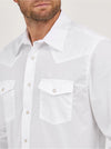 Wrangler Mens Western Long Sleeve Snap Shirt Solid Broadcloth - White - 71105WH