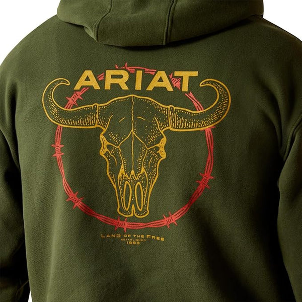 Ariat Men's Barbwire Skull Hoodie - Dark Green - 10052461