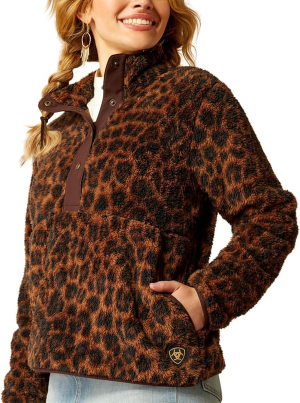 Ariat Women's Berber Snap Front Sweatshirt - Lila Leopard - 10053009