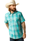 Ariat Men's Haddon Retro Fit Short Sleeve Shirt Winter Aqua 10048498