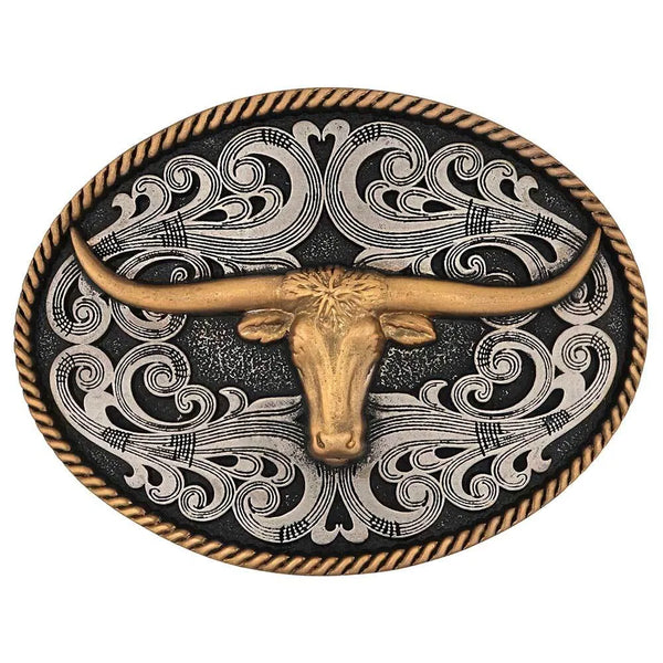 Montana Silversmiths Two Toned Longhorn Attitude Buckle-A1015P