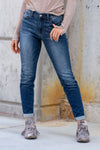 Ladies Judy Blue Mid Rise Cuffed Slim Fit - Dark Blue - JB82428