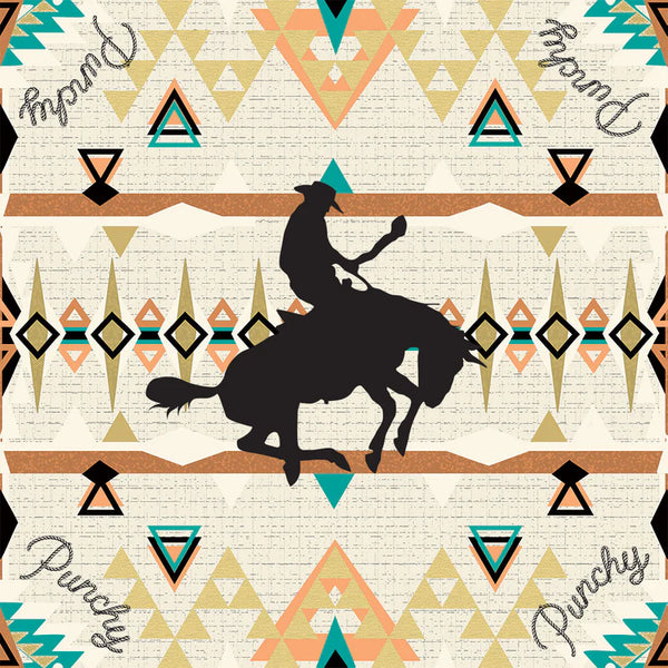 "Punchy Desert Fire" Cream/Aztec Satin Wild Rag - BANDANA23-PUNCHY DESERT FIRE-1