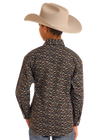 Rock & Roll Boys Longhorn Printed Long Sleeve Snap - Turquoise - BBN2S05473