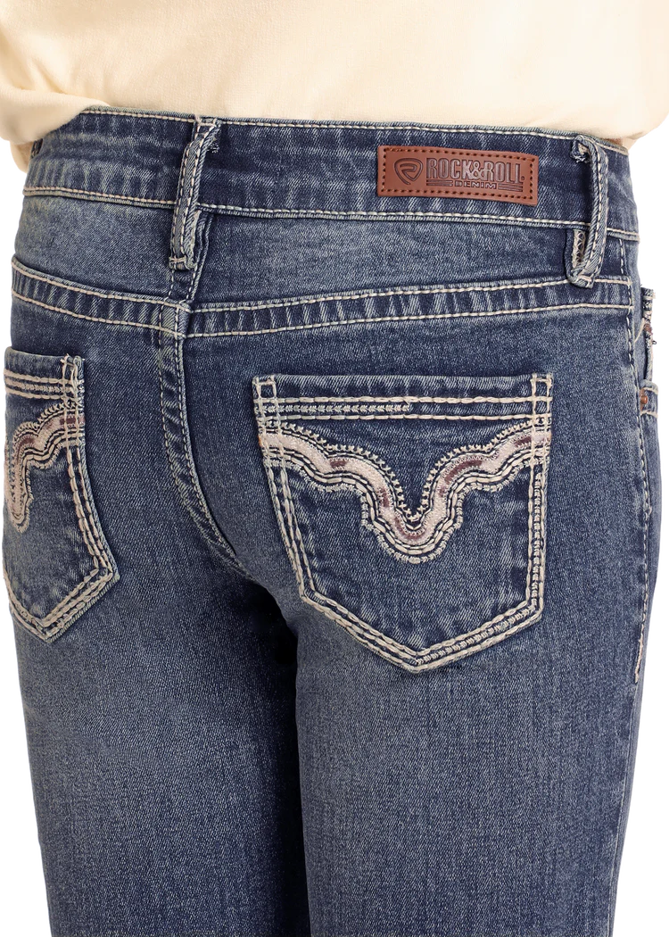 Rock & Roll Girls Cowhide Bootcut Jeans-BG4MD04798