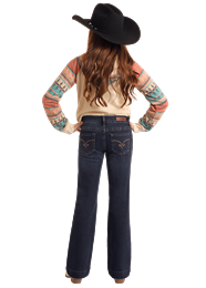 Rock & Roll Girls Rope Emblem Trouser Jeans Dark Wash - BG5MD05332