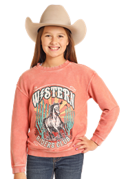 Rock & Roll Girl's Coral Graphic Pull Over BG91T04986