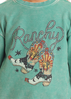 Rock & Roll Girls Graphic Ribbed Pullover - Turquoise - BG91T05450